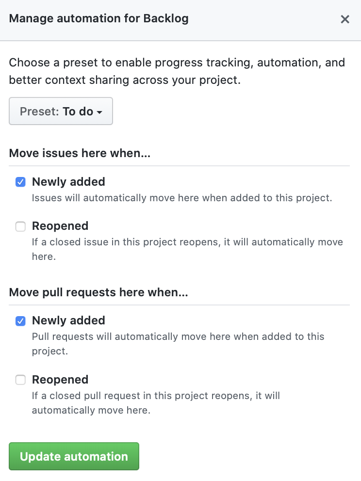 manage automation: backlog