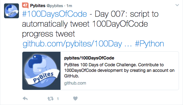 How we Automated our 100DaysOfCode Daily Tweet 1 my automated tweet