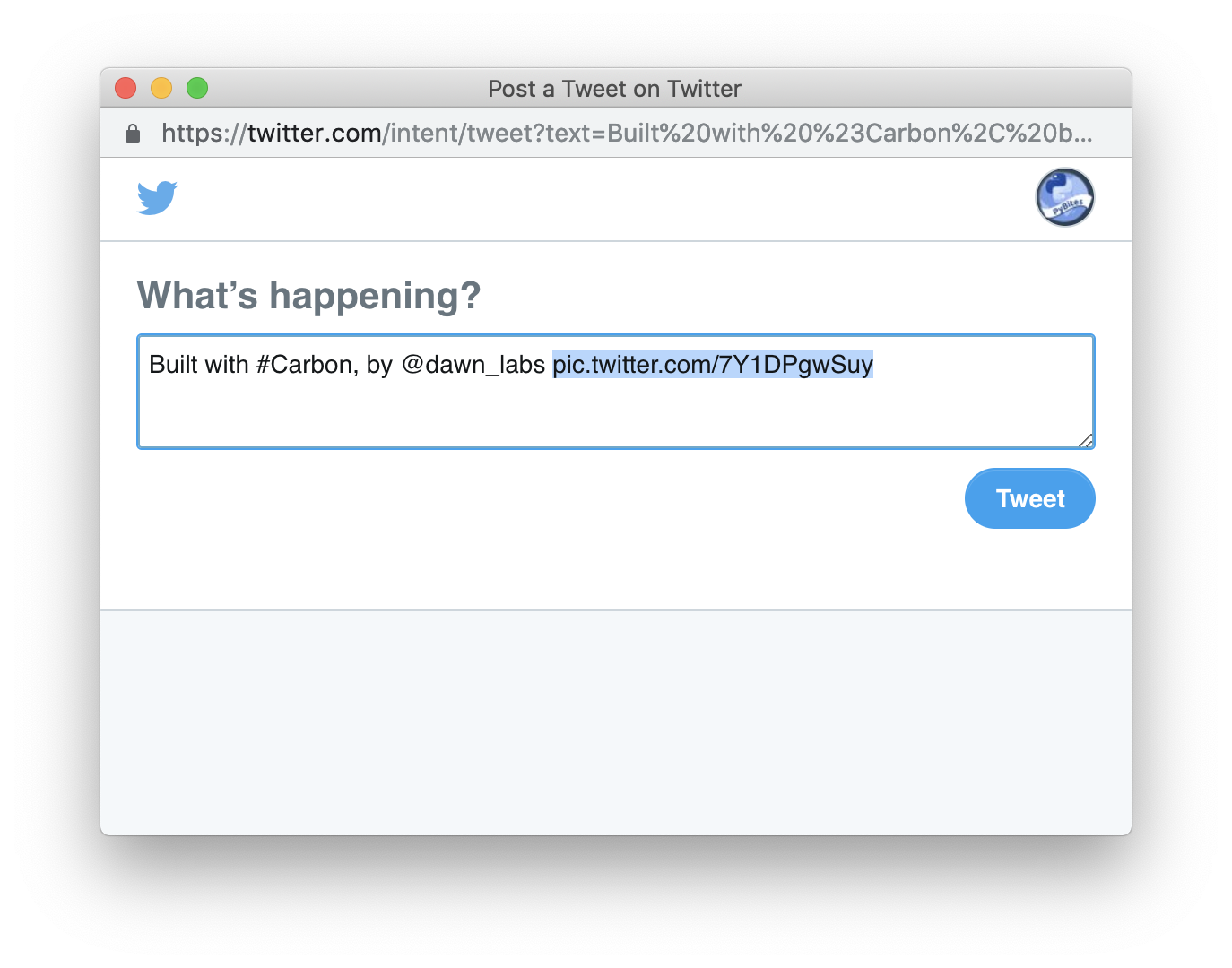 clicking tweet button