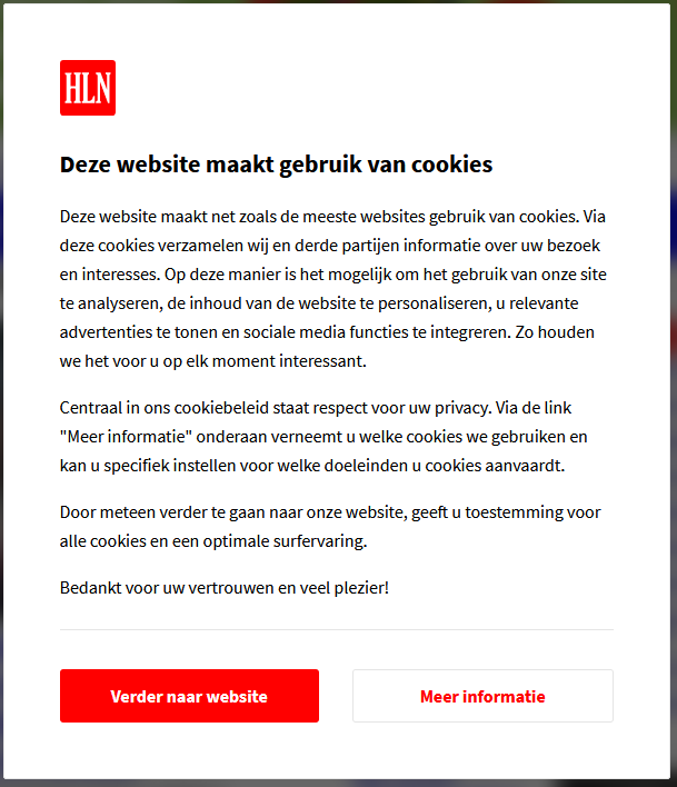 The great Cookiewall of HLN