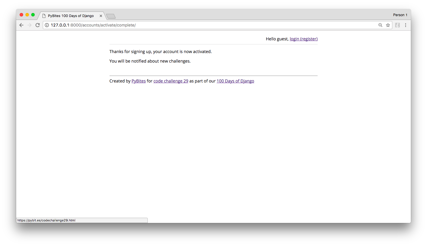 register, email will be send