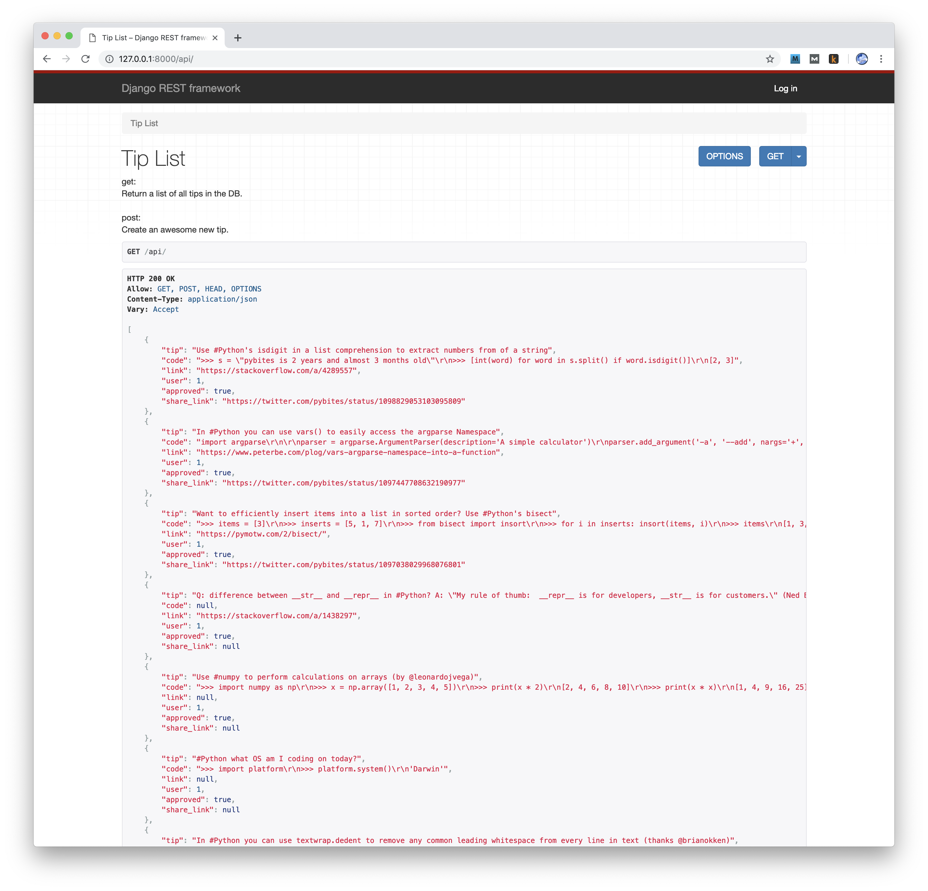 Django rest front-end