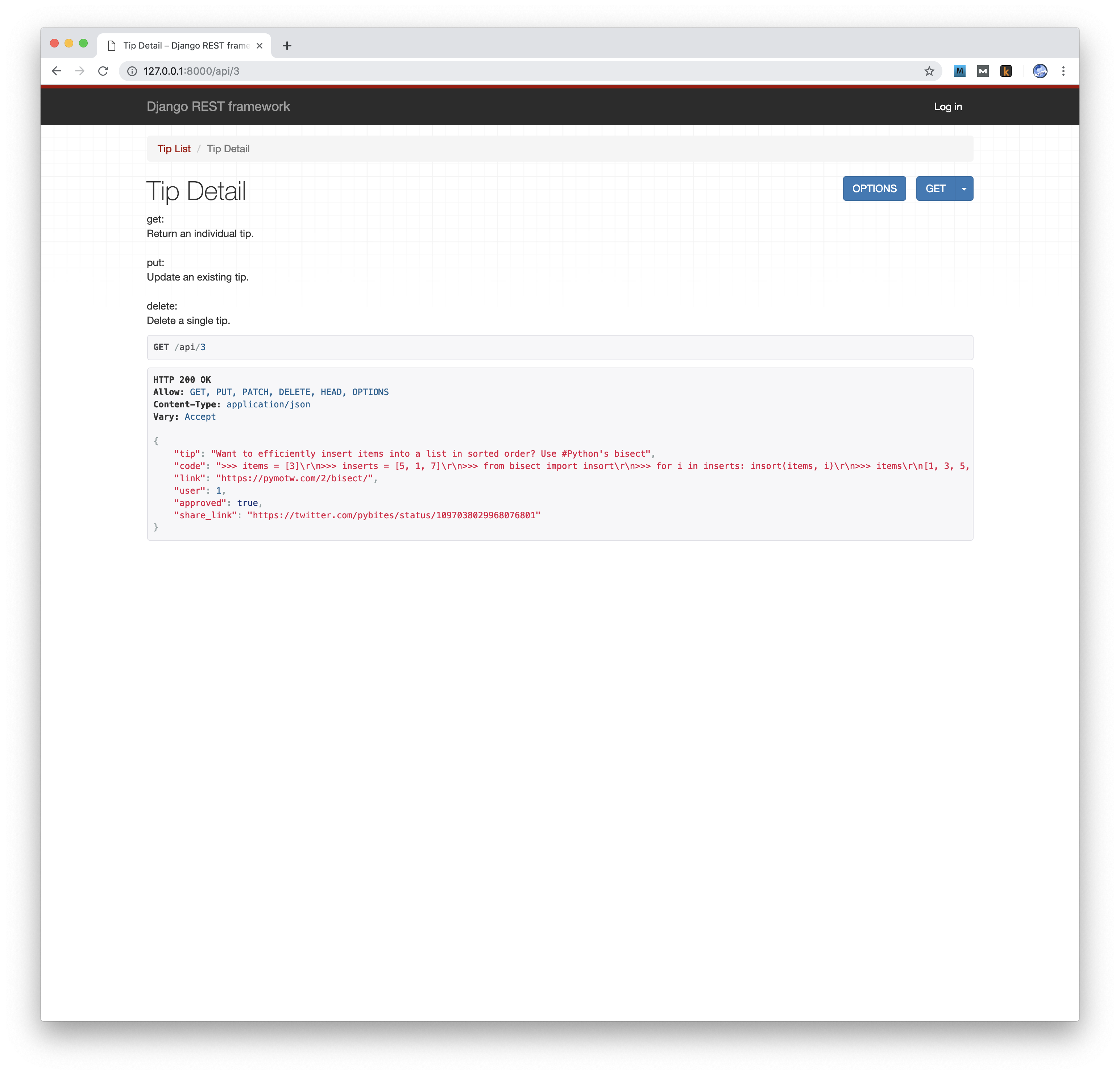 Django rest front-end