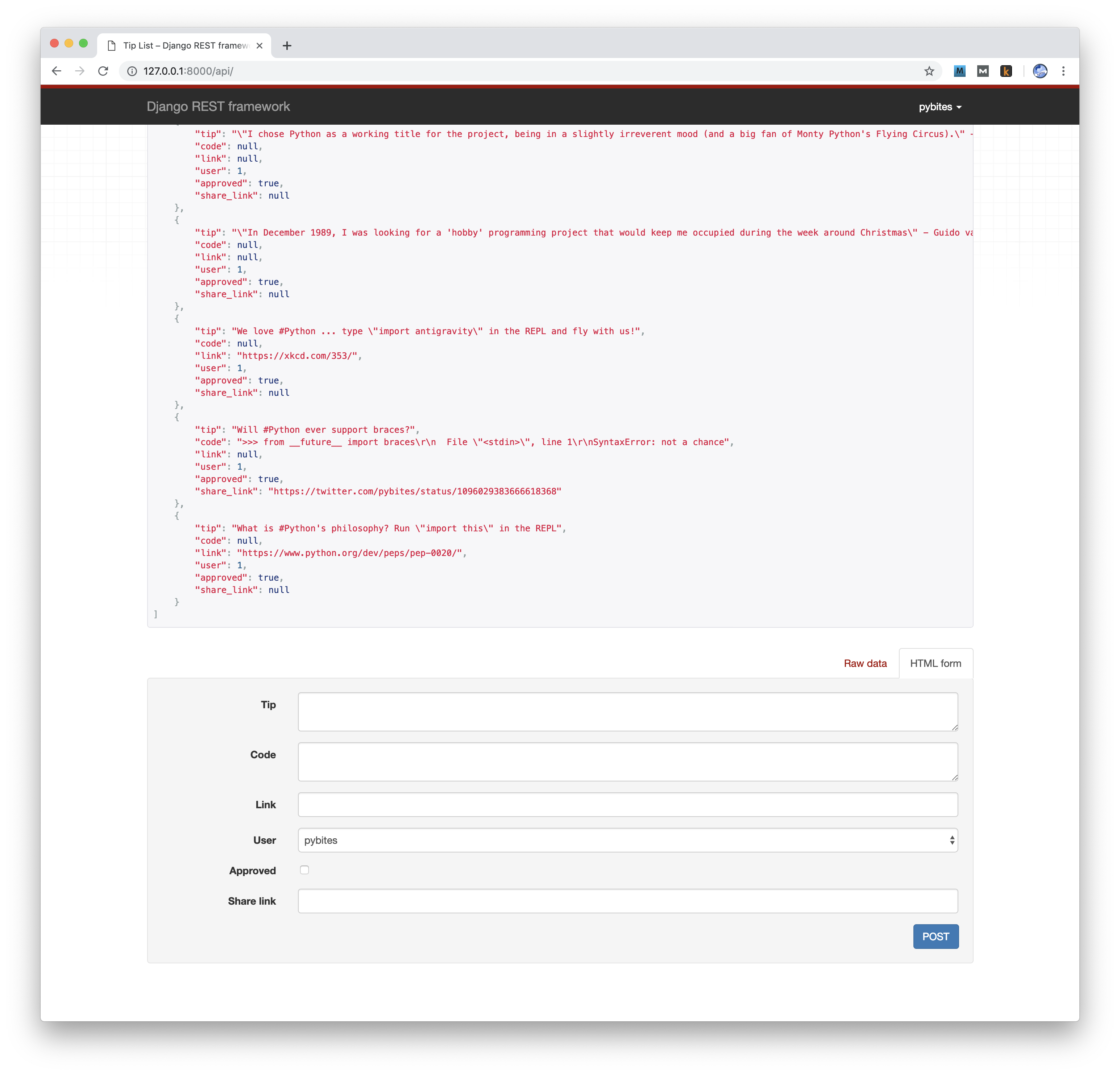 Django rest front-end