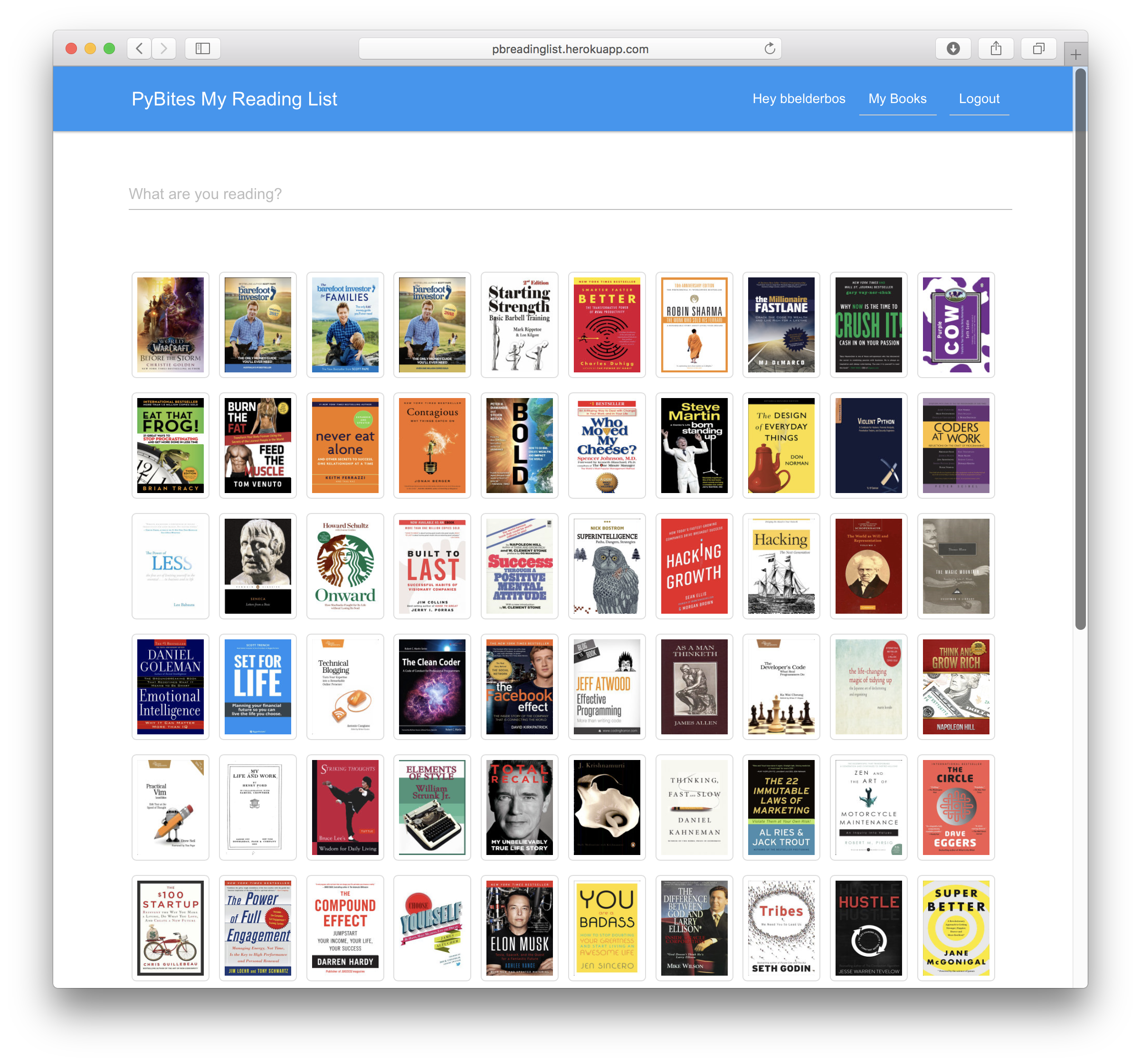 screenshot PyBites Reading App