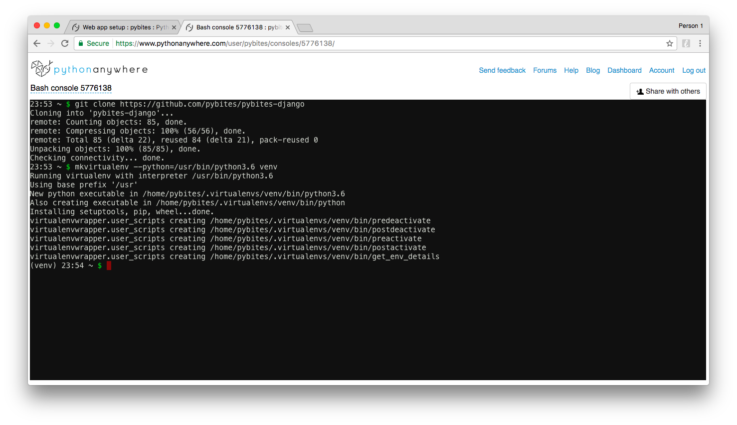 pa supports git and venv