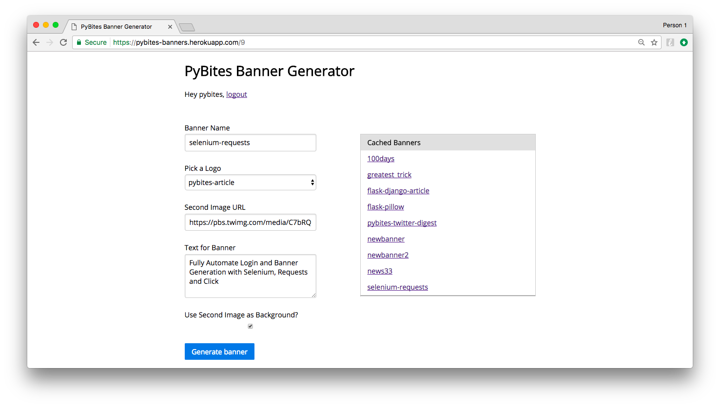 resulting banner from command line