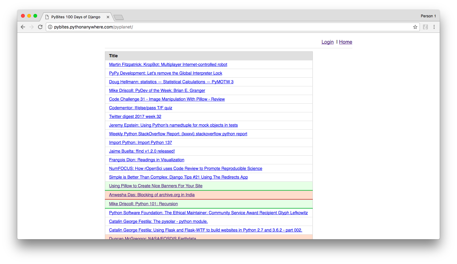 home page