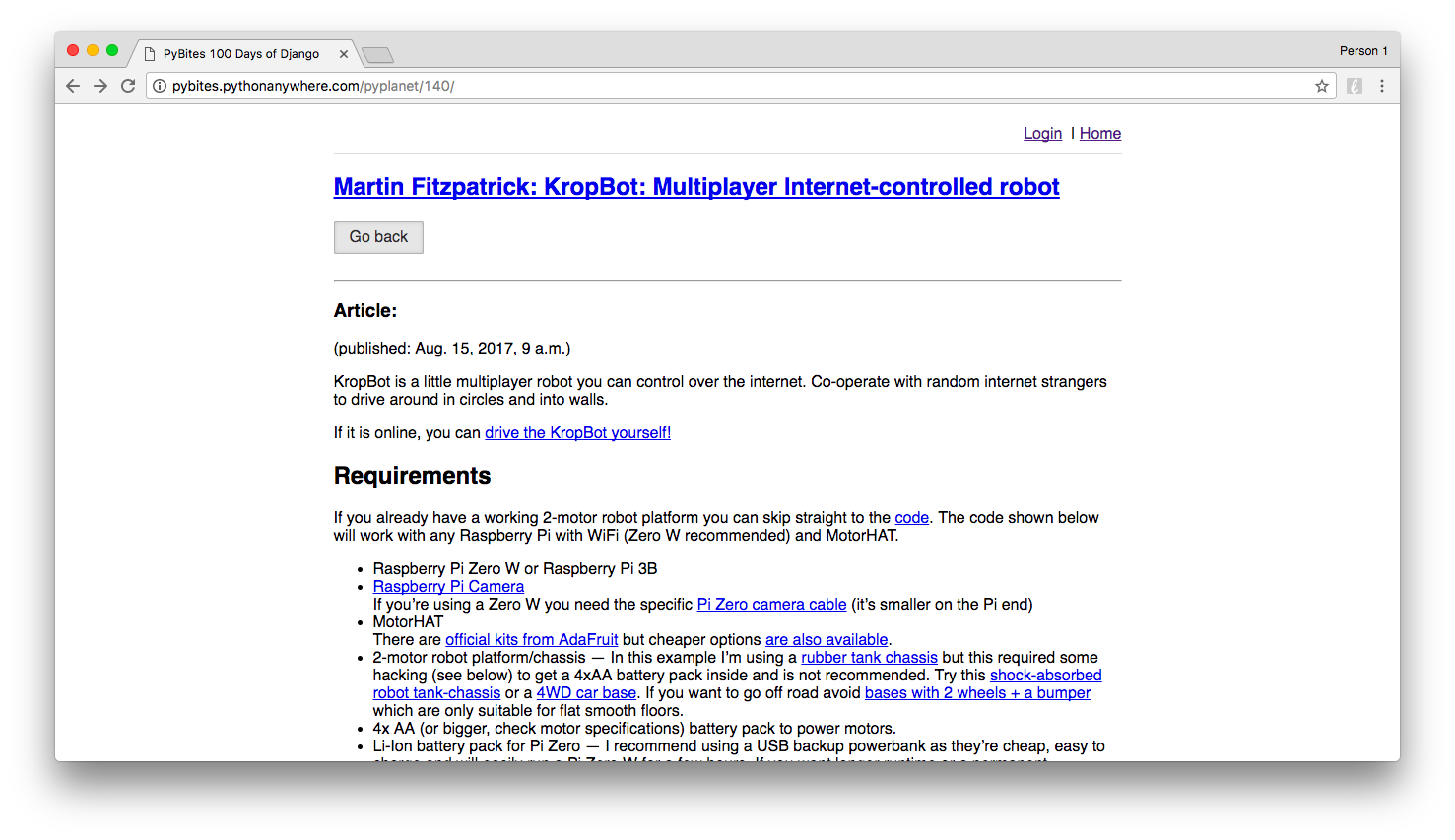 home page