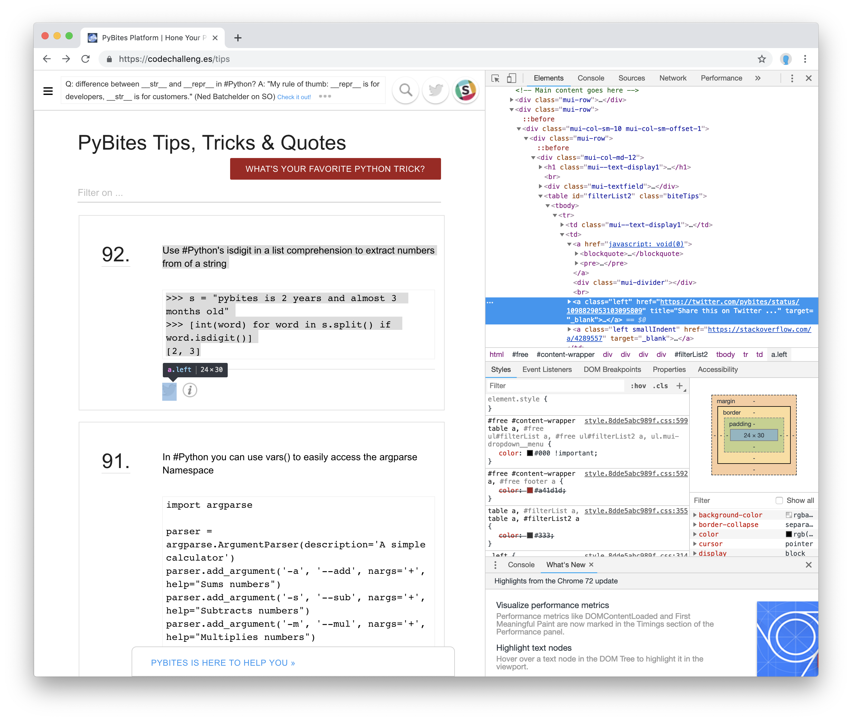 check if there is a twitter link href