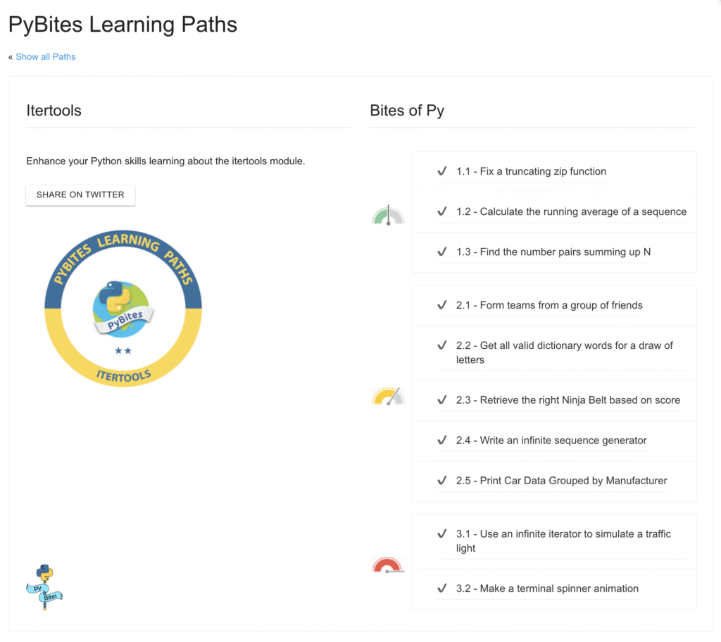 itertools learning path on our codechalleng.es platform