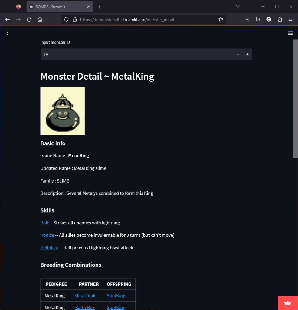 Streamlit monsterdetail