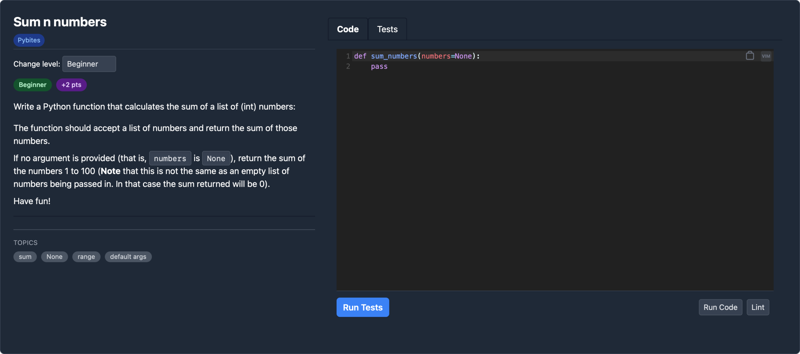 Screenshot of the Pybites code platform